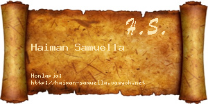 Haiman Samuella névjegykártya